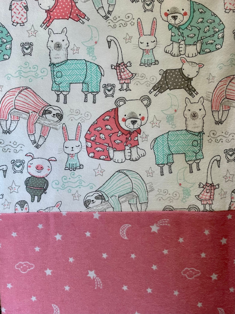 Flannel PANT -  Animals in PJ's w/ Pink Stars