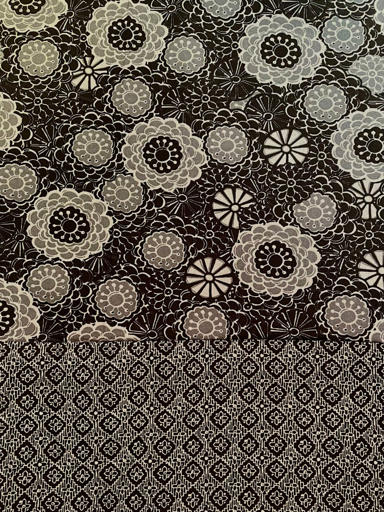 CAPRI Cotton -Black & Grey Flower w/ Tiny Black Print