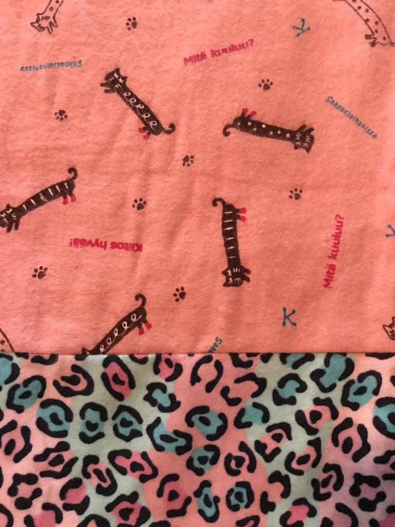 Flannel Pants - Pink Cats w/ Leopard