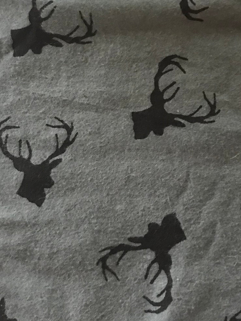 Unisex Flannel SHORTS -  Grey Deer Head