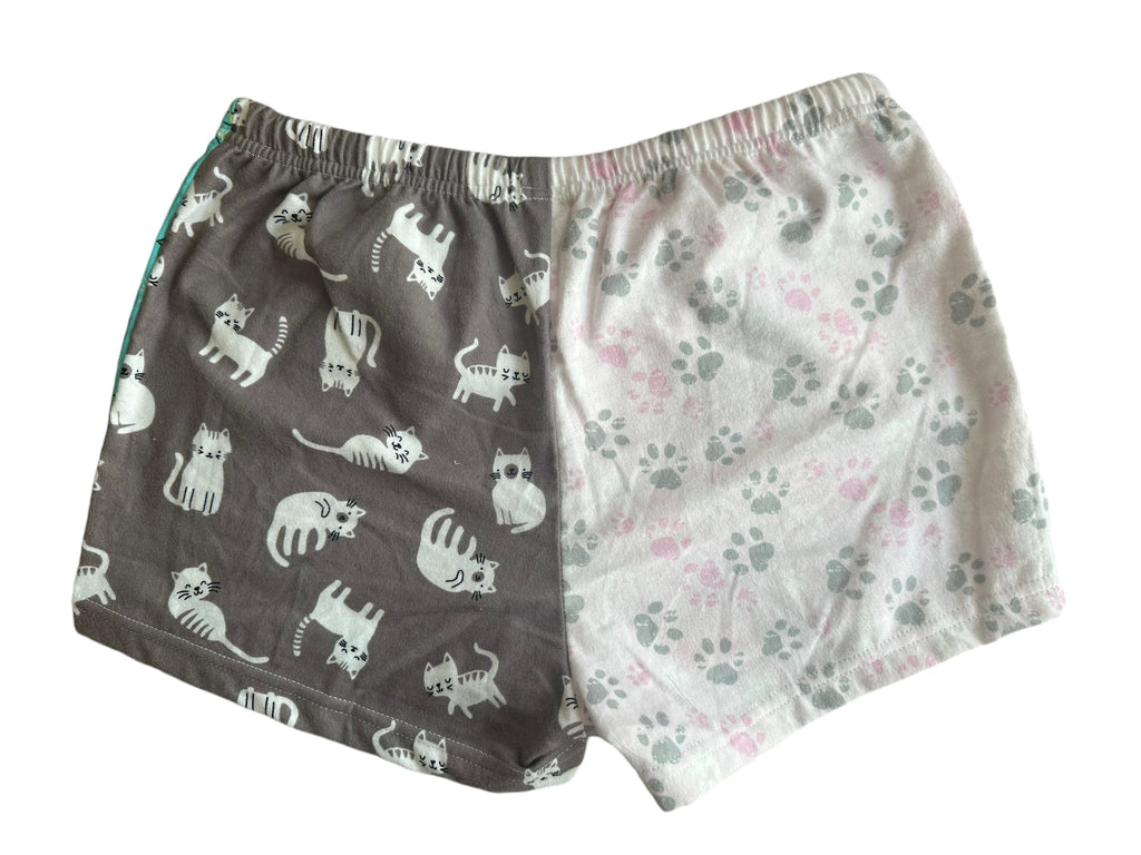 Female BOXERS Flannel- Colour block - circles/martini glasses/ grey cat / paws