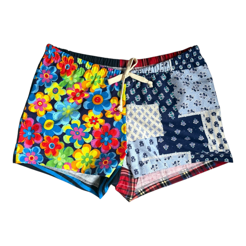 Female BOXERS Flannel- Colour block - Flower/Patchwork & Royal Stewart/ Stripe