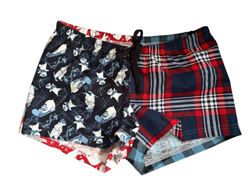 Female BOXERS Flannel- Colour block - Ski Bear/ Buffalo Check & Buffalo Check / Polar Bear