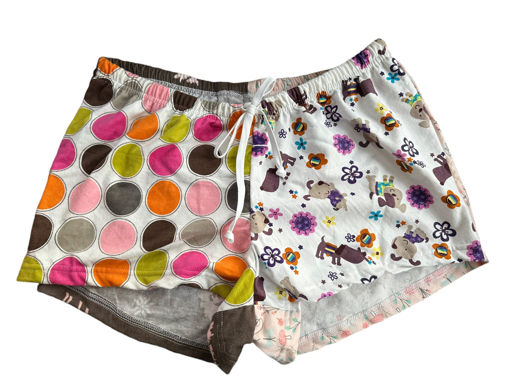 Female BOXERS Flannel- Colour block - circles/ dogs// peach flower / brown moose