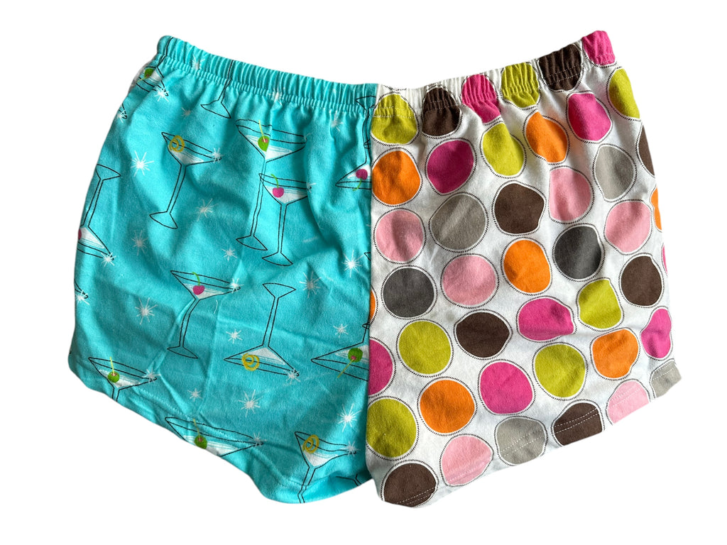 Female BOXERS Flannel- Colour block - popcorn / paws / martini / circles