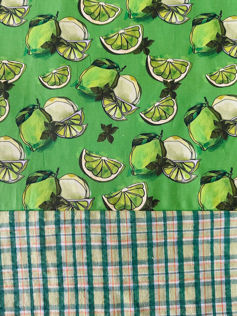 CAPRI Cotton - Limes w/ Green Plaid