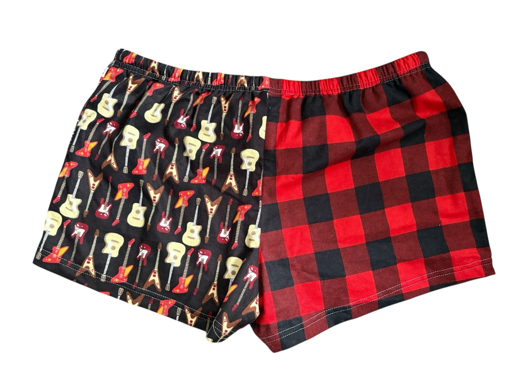 Female BOXERS Flannel- Colour block - Moose/Canadian Stripe & Buffalo Check/Guitar