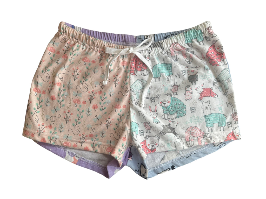 Female BOXERS Flannel- Colour block - peach flower/ animals in PJ /mauve cat/ puppies