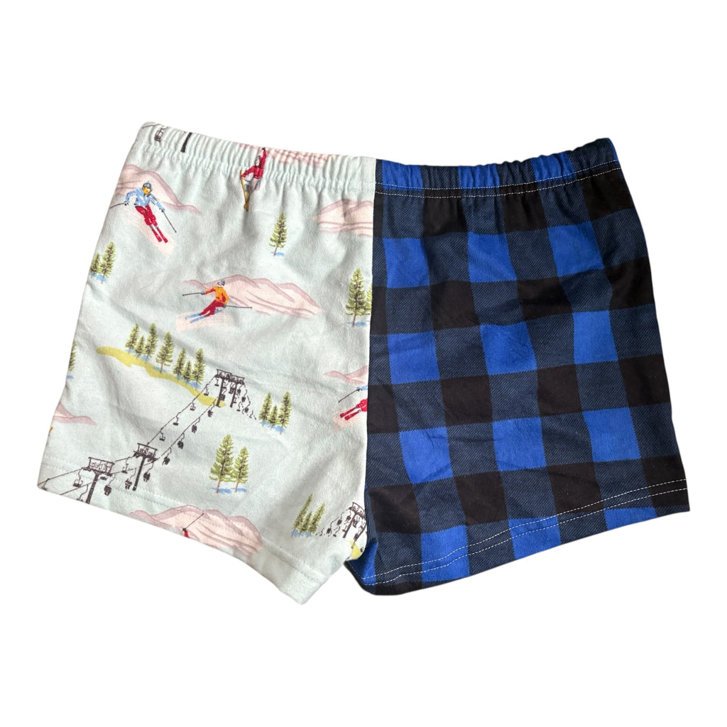 Female BOXERS Flannel- Colour block - Camping/Royal Stewart & Ski/Blue Buffalo Check