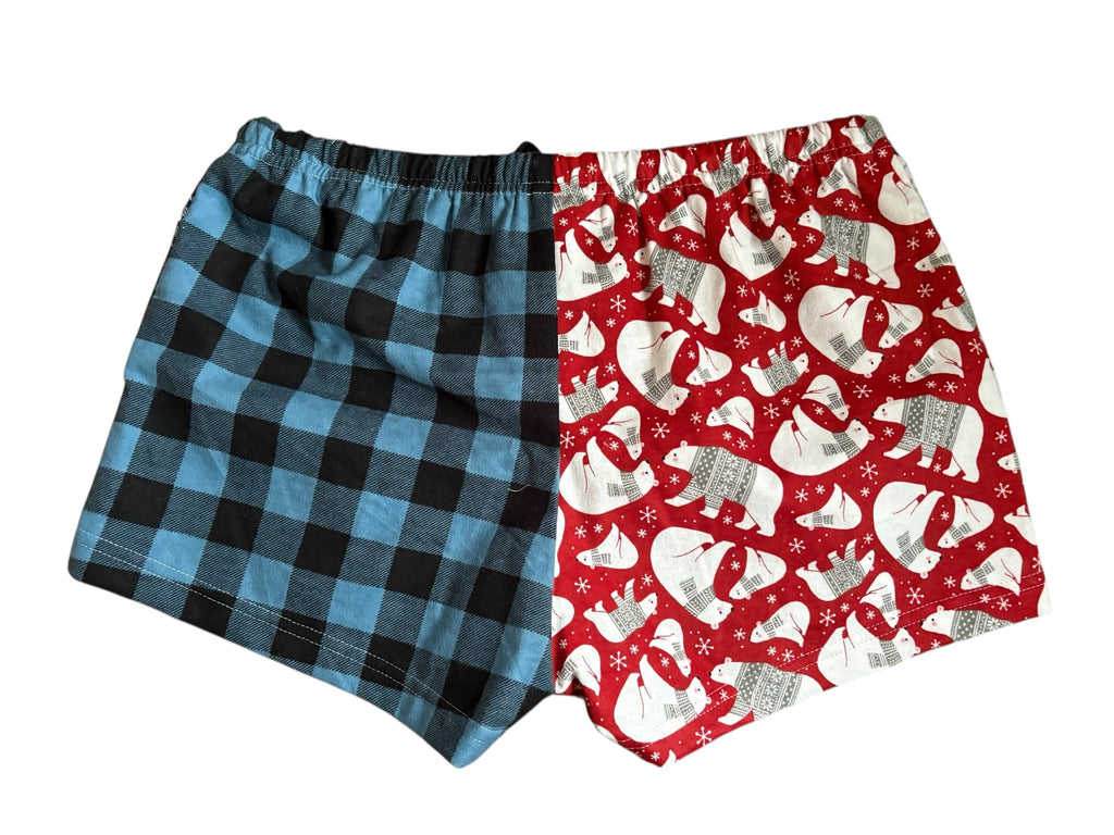 Female BOXERS Flannel- Colour block - Ski Bear/ Buffalo Check & Buffalo Check / Polar Bear