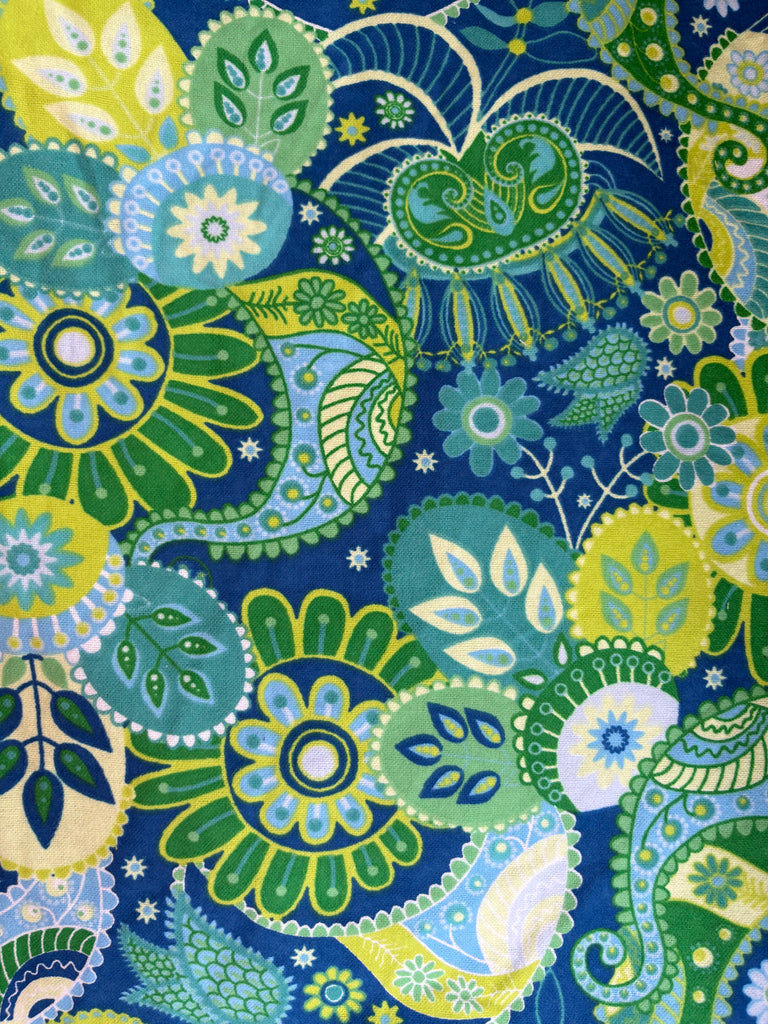 CAPRI Flannel Cotton - Green & Blue Paisley Design