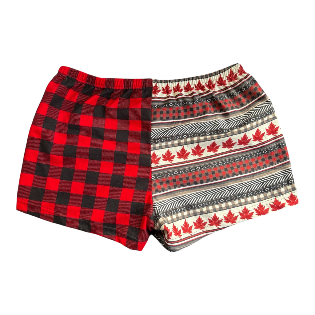 Female BOXERS Flannel- Colour block - Blue / Camping & red / Canadian