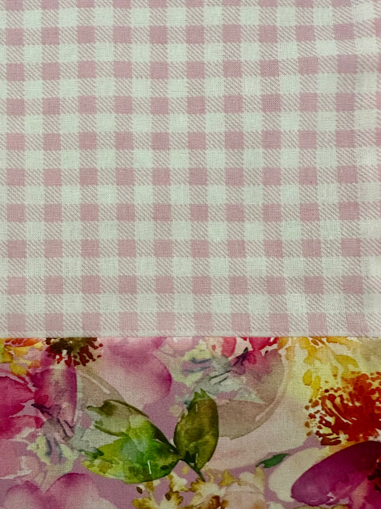 CAPRI Cotton -  Pink Gingham w/ Flowers