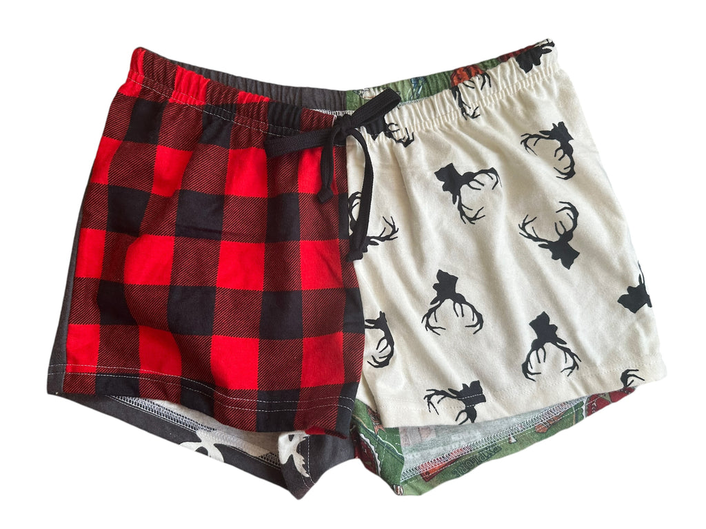 Female BOXERS Flannel- Colour block -/buffalo check / deer head/ moose/camping