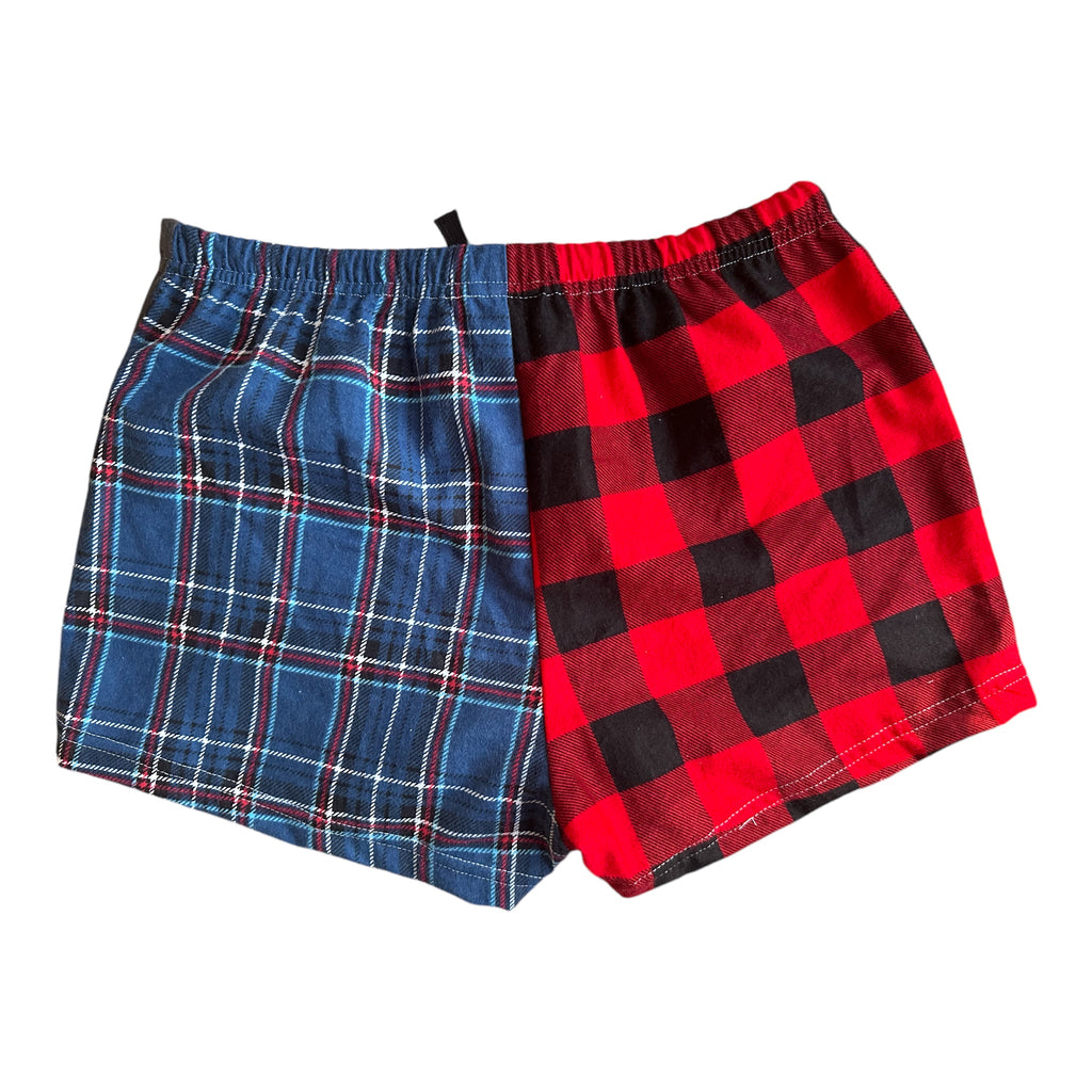 Female BOXERS Flannel- Colour block - camping/moose/blue plaid/buffalo