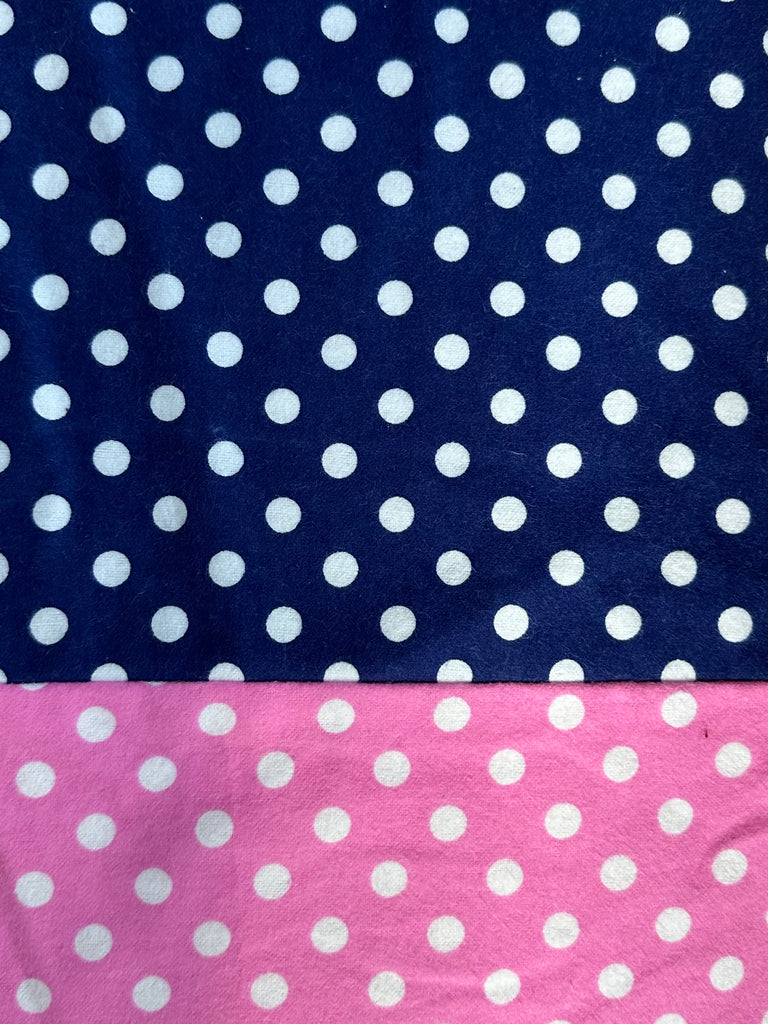 Flannel PANT -  Navy w/ Pink Polka Dot