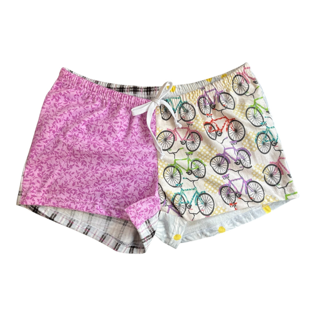 Female BOXERS Flannel- Colour block - Pink/Bike & Tree/Plaid
