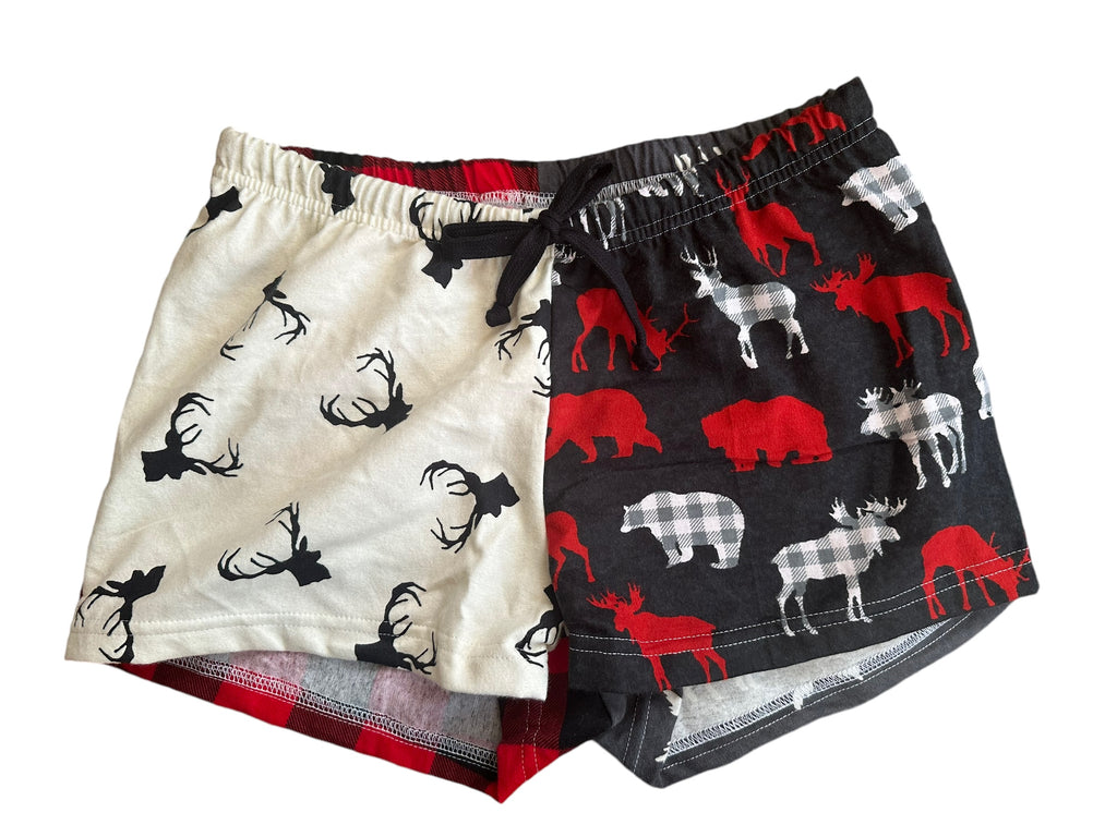 Female BOXERS Flannel- Colour block - deer head/ animals/moose/buffalo check