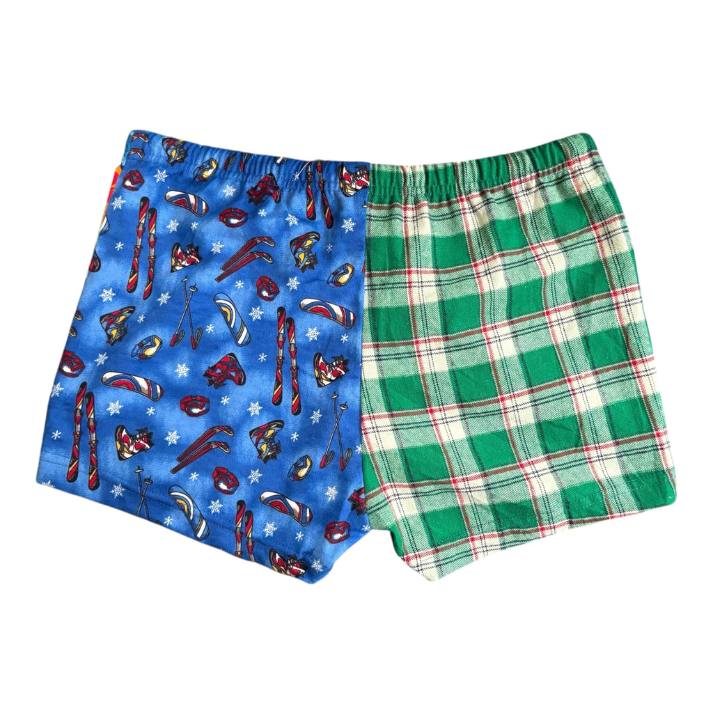 Female BOXERS Flannel- Colour block - Flower/Stripe & Ski/Green plaid