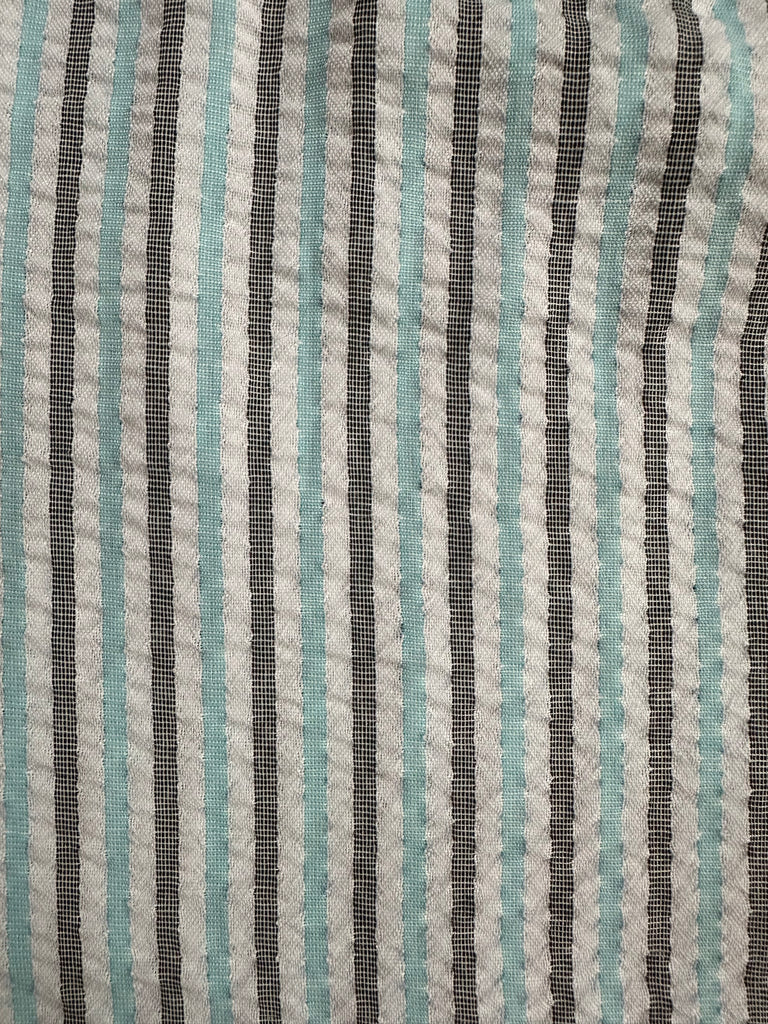 Seersucker  PANT-  Turqupise, Grey & White Stripe