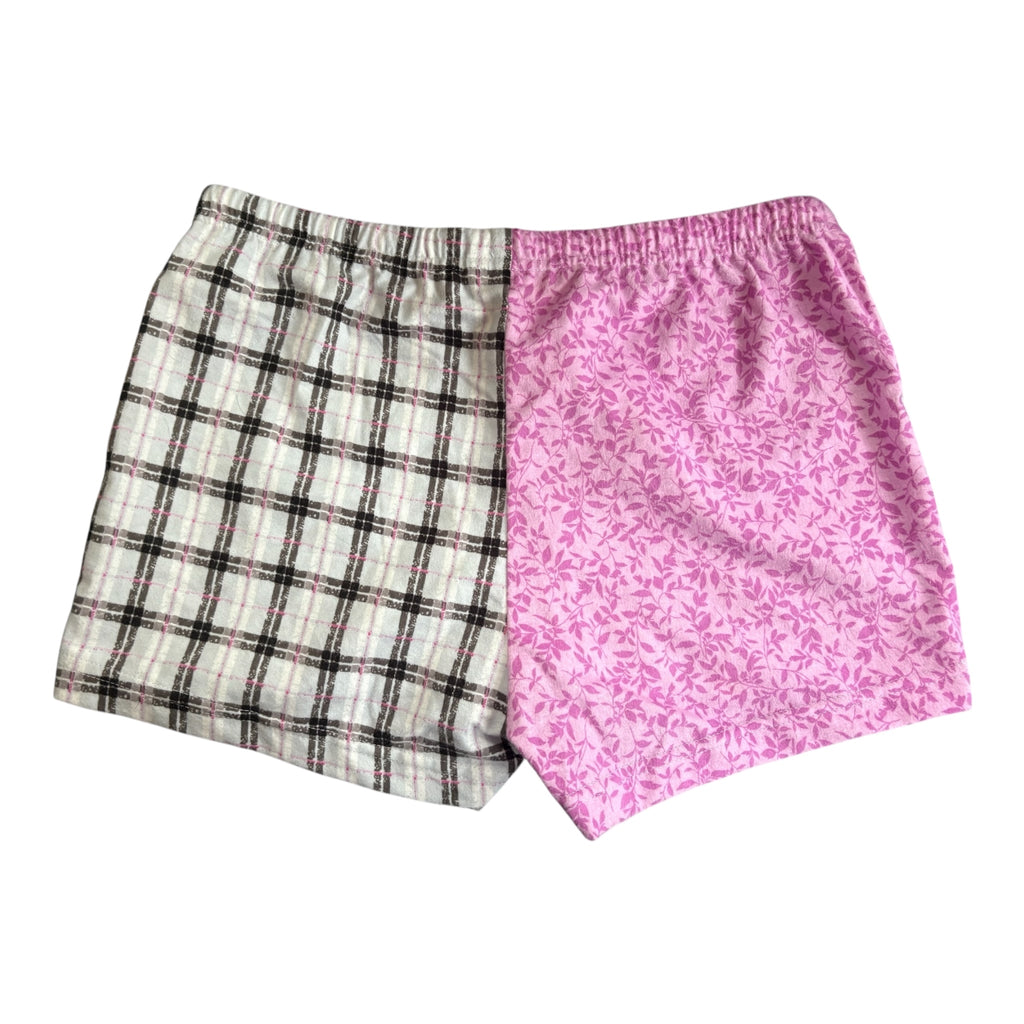 Female BOXERS Flannel- Colour block - Daisy/Dogs & Plaid / Pink