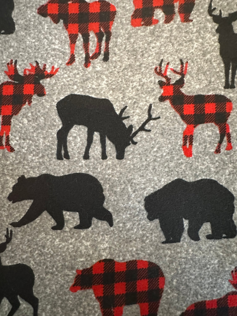 Flannel Pants - Moose, Deer, Bear - Grey