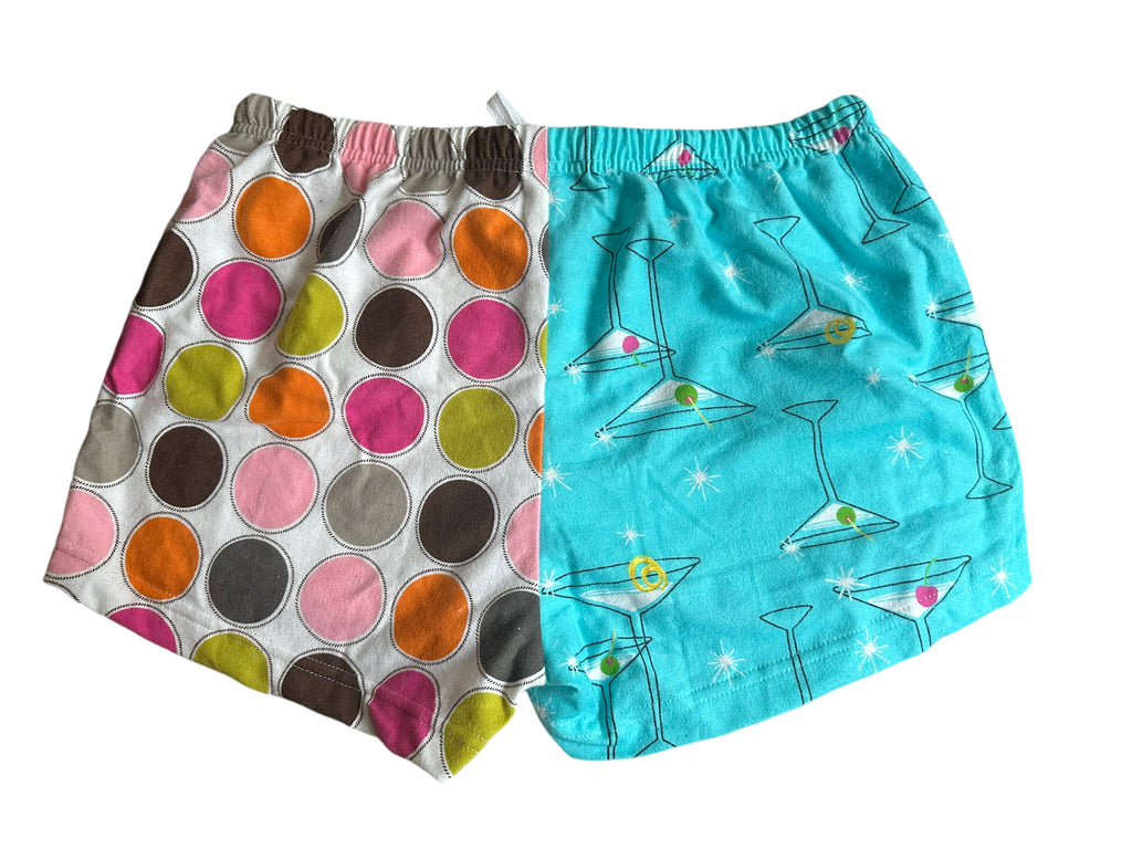 Female BOXERS Flannel- Colour block - chevron / popcorn // martini / circles