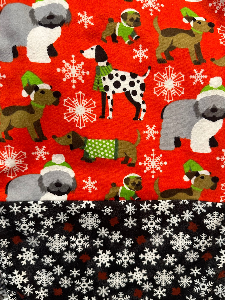 Flannel PANT -  Red Dog in Hats & Scarves w/ Black Snowflakes