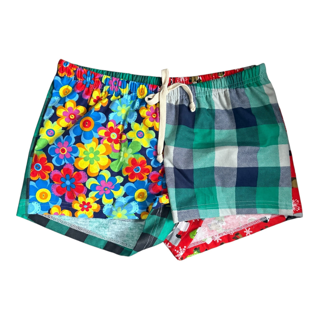 Female BOXERS Flannel- Colour block - Flower/ Check & Red Dog/Buffalo Check
