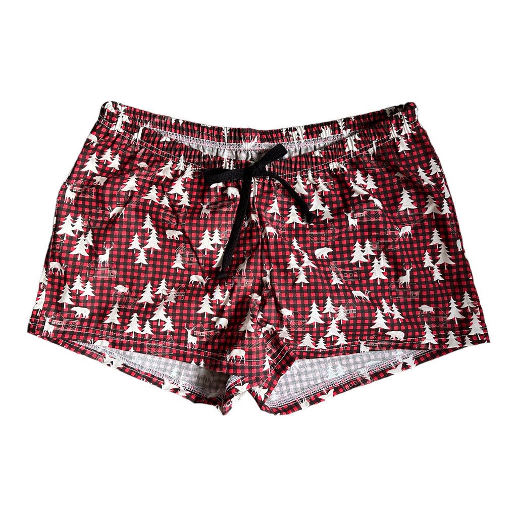 Female BOXERS Cotton - Tiny Check & Cabins