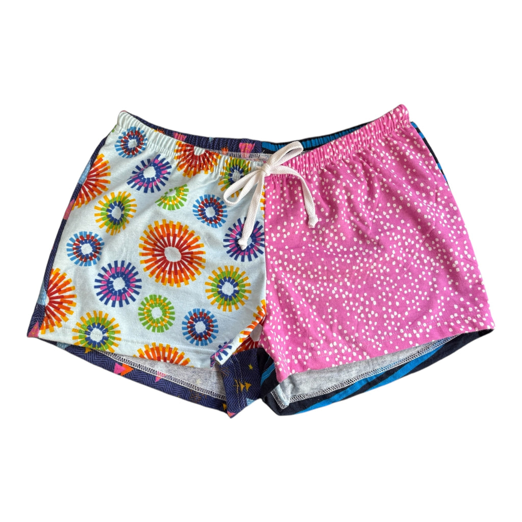 Female BOXERS Flannel- Colour block -  Burst/Pink & Tree/Stripe