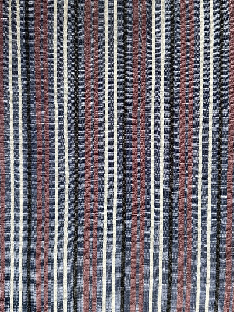 Seersucker  PANT- Blue, White & Burgundy Stripe