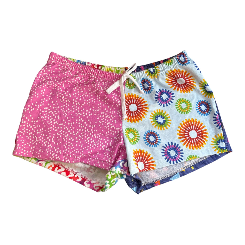 Female BOXERS Flannel- Colour block - Pink/Burst & Rainbow/ Tree