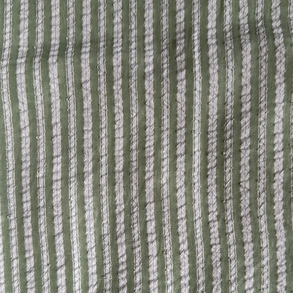 Seersucker  PANT- , Green & White Stripe