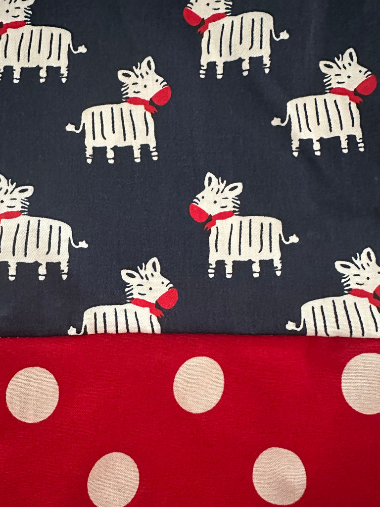 Cotton PANT - Navy Zebra w/ Red Polka Dots.