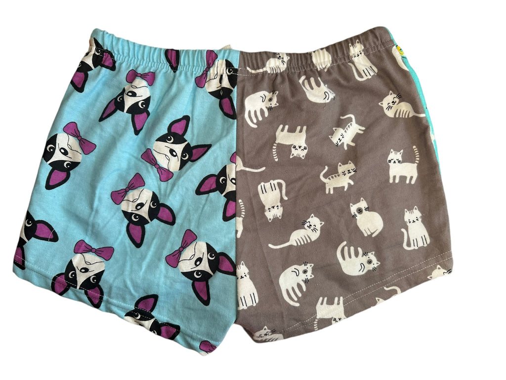 Female BOXERS Flannel- Colour block - martini glasses/ circles/ Grey cat / Boston terriers