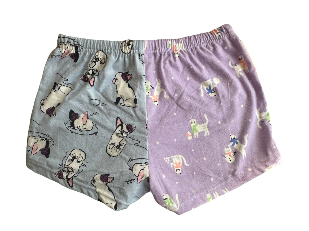 Female BOXERS Flannel- Colour block - peach flower/ animals in PJ /mauve cat/ puppies