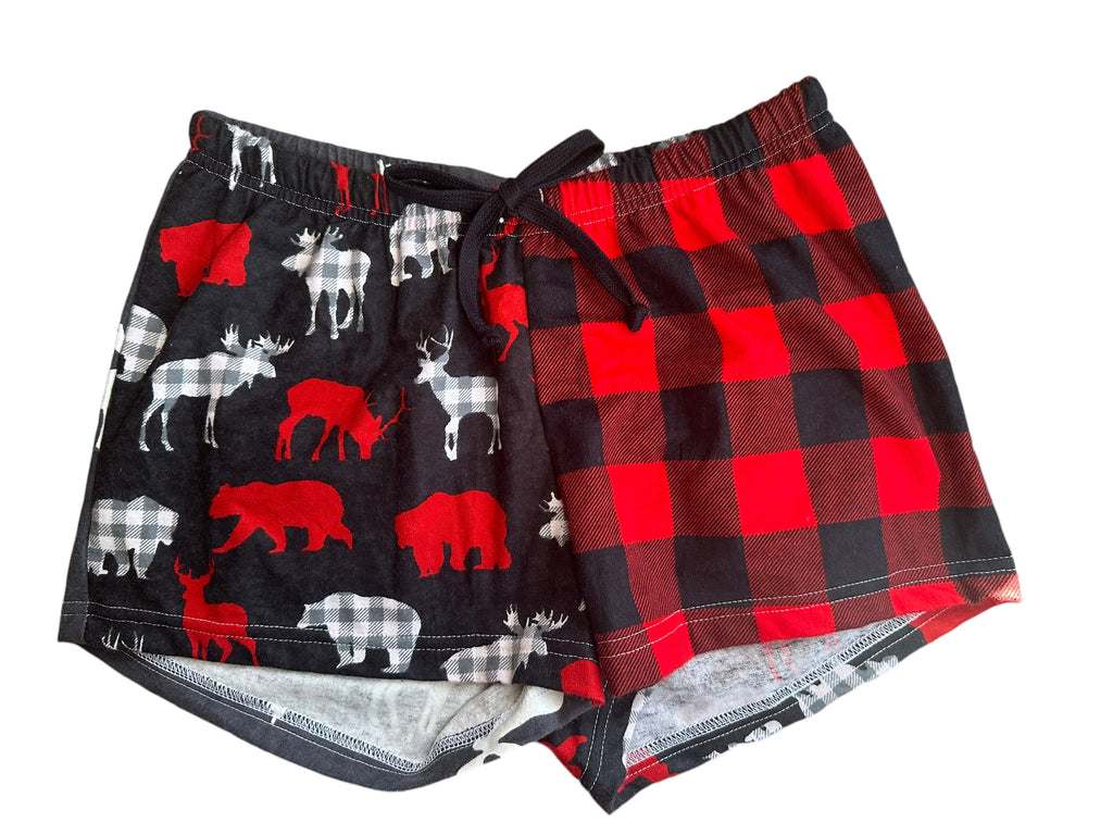 Female BOXERS Flannel- Colour block - moose/buffalo check/moose/moose