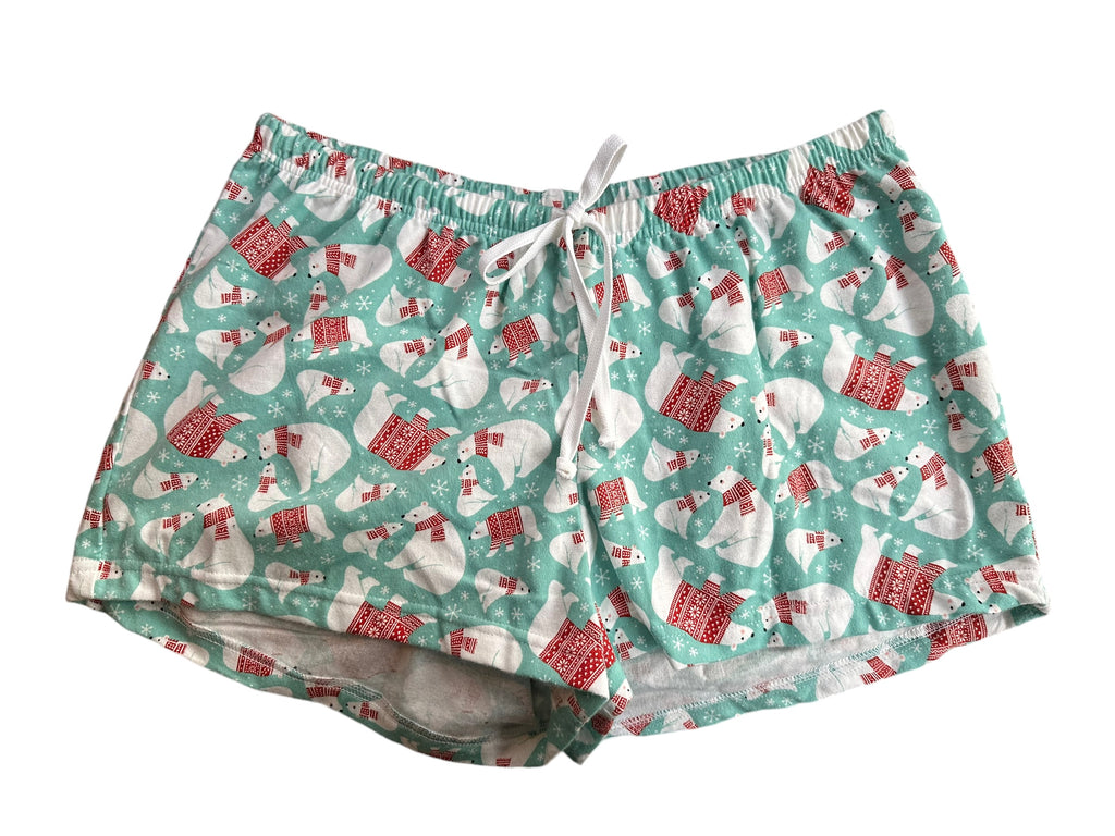 Female BOXERS Flannel -  Turquoise Polar Bears