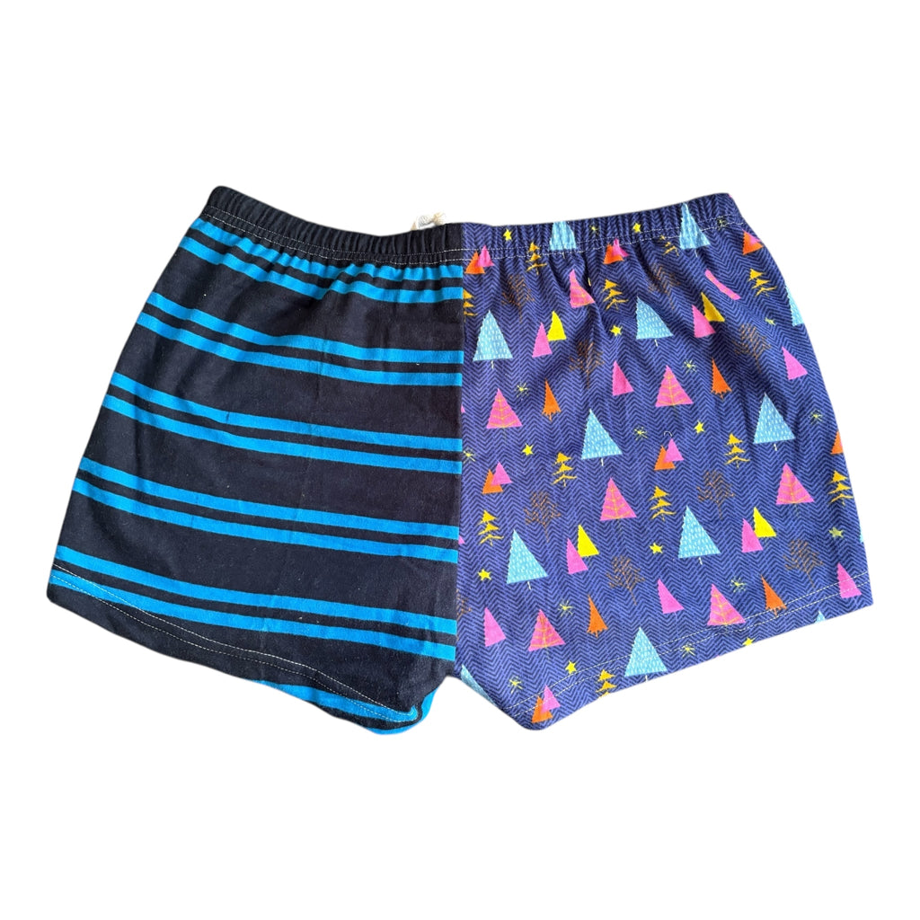 Female BOXERS Flannel- Colour block -  Burst/Pink & Tree/Stripe