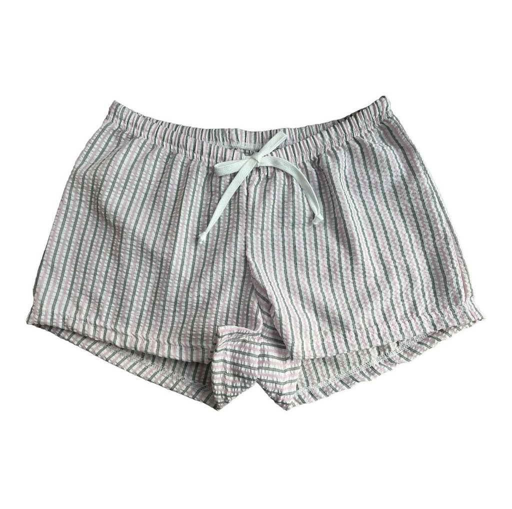 Female BOXERS Seersucker - Pink, Grey & White Stripe