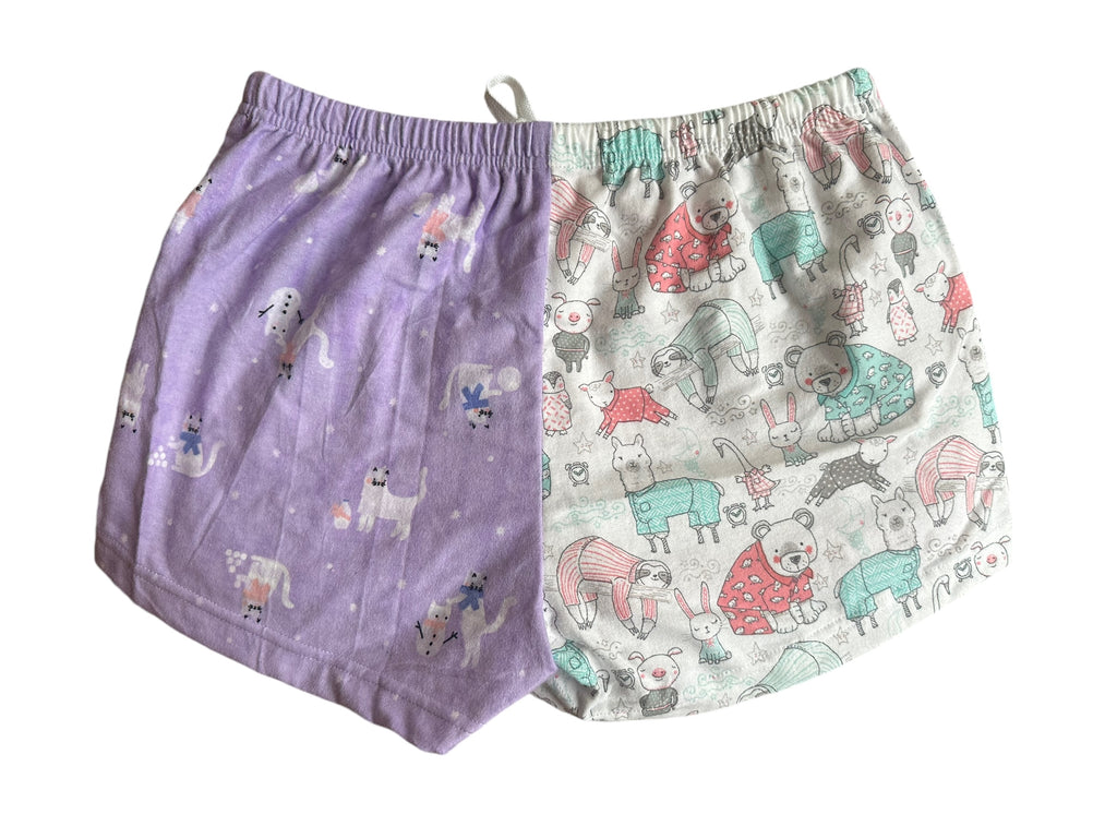 Female BOXERS Flannel- Colour block - hedgehog / pink / animals in pj’s/ mauve cats