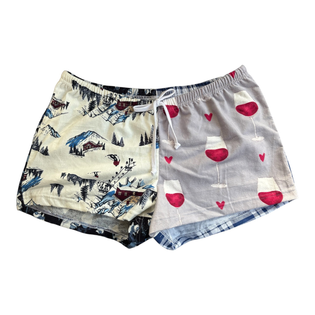 Female BOXERS Flannel- Colour block - Ski/Wine & Ski Bears/ Plaid