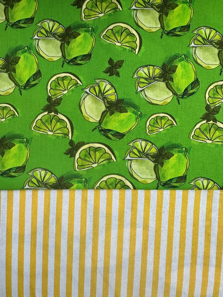 CAPRI Cotton - Limes w/Yellow Stripes