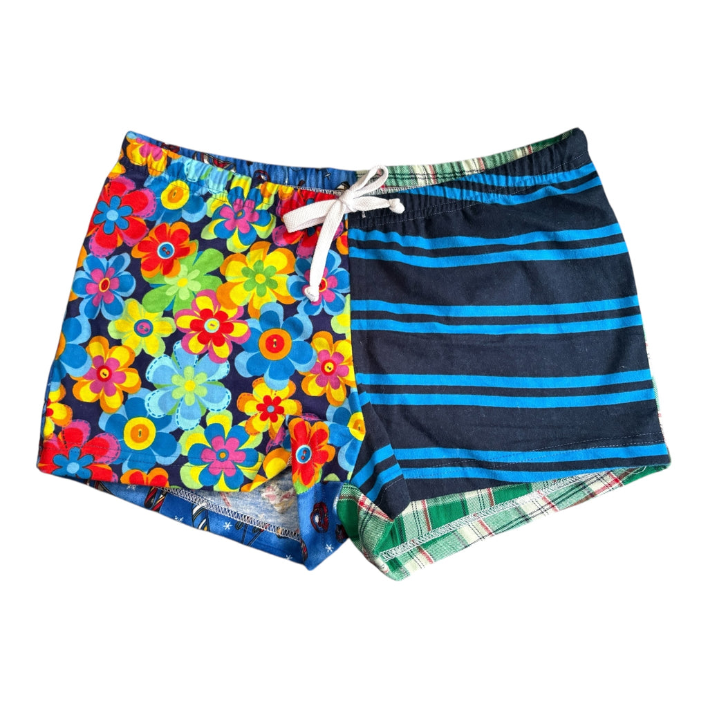 Female BOXERS Flannel- Colour block - Flower/Stripe & Ski/Green plaid