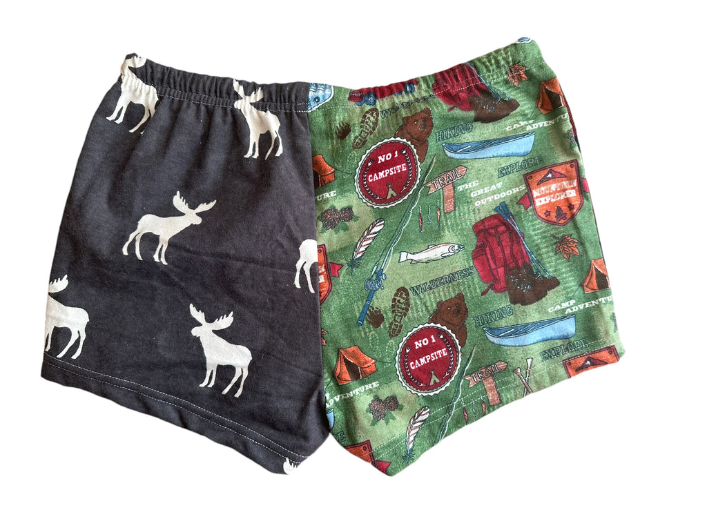 Female BOXERS Flannel- Colour block - deer head/ grey plaid/camping/ moose