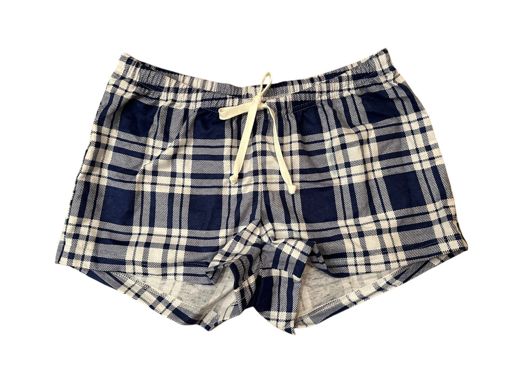 Female BOXERS Flannel - White & Blue Plaid