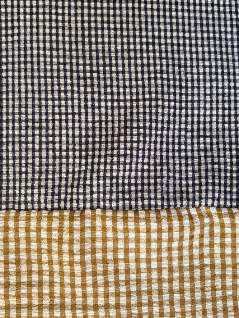 CAPRI Seersucker- Navy w/ Taupe Gingham