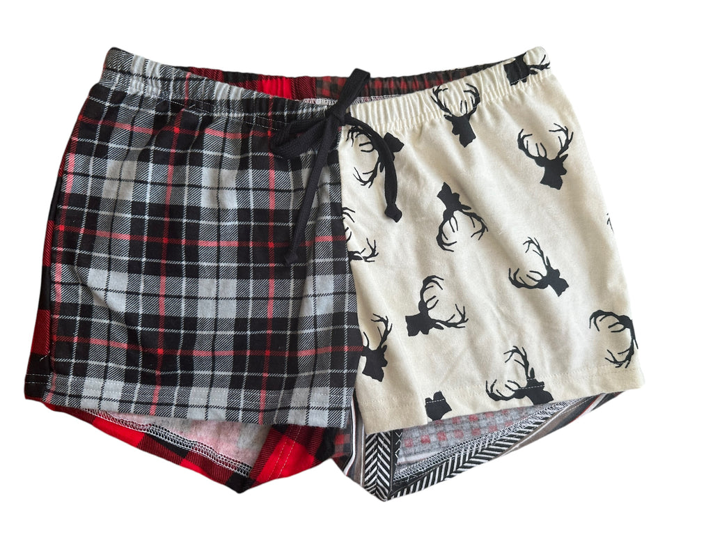 Female BOXERS Flannel- Colour block - grey plaid/ deer head/Canada stripe, /buffalo check