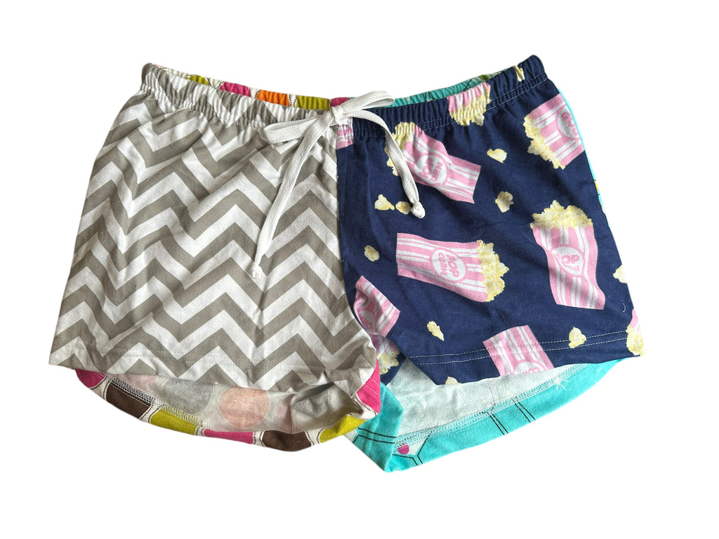 Female BOXERS Flannel- Colour block - chevron / popcorn // martini / circles